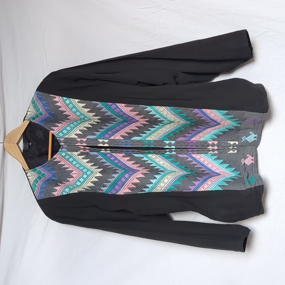 la regional's jacket vintage hand woven Guatemala pastel print XL